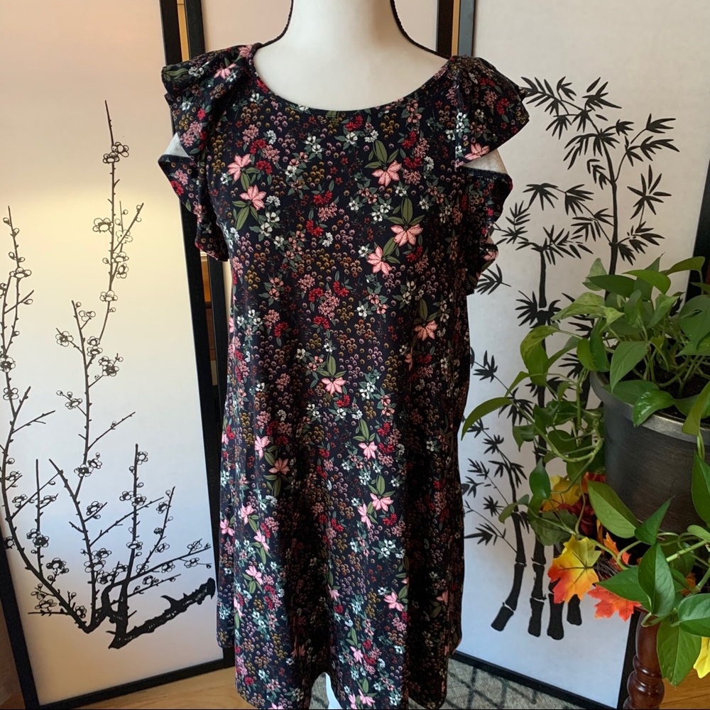 LOFT | Navy Floral Dress Size Medium